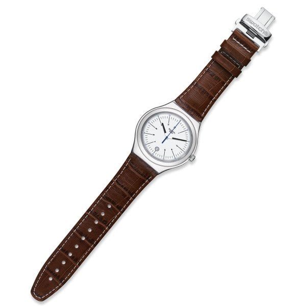 Swatch YWS401 Kahverengi Deri Çelik Kol Saati