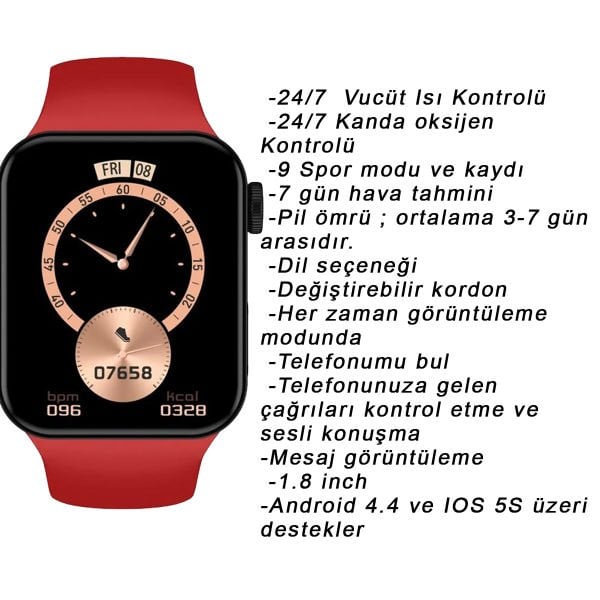 Ferrucci FC SMART2 IWO7.01 Kırmızı Akıllı Kol Saati