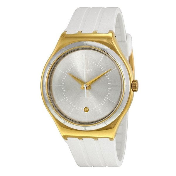 Swatch YWG401 Beyaz Kauçuk Çelik Kasa Kol Saati