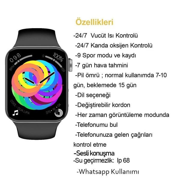 Ferrucci FC SMART2 IWO7.09 Siyah Akıllı Kol Saati