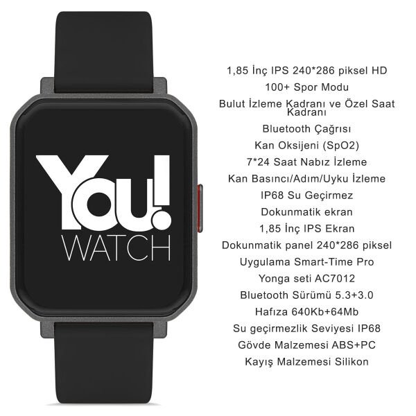 You Watch F12-YF120 You Smart Black & Black Silicon Unisex Kol Saati