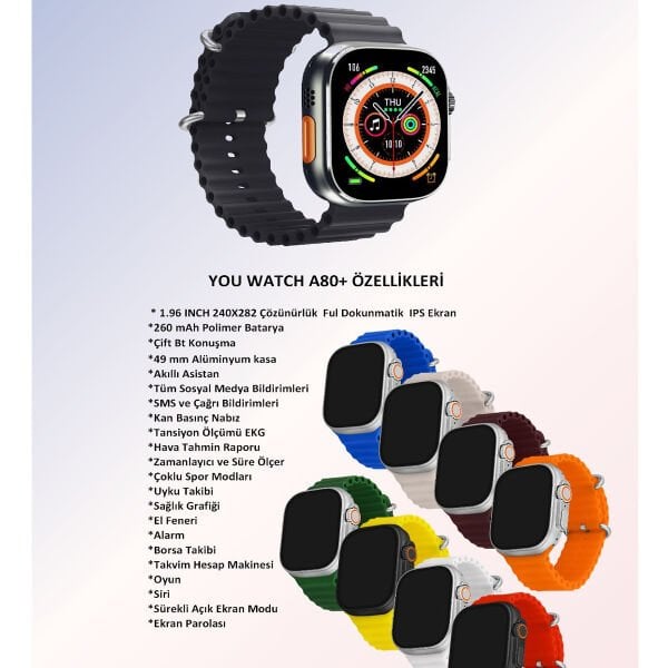 You Watch A8-A85 You Smart Silver & Gray Silicon Unisex Kol Saati