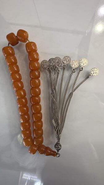 Gümüş Başlık Osmanlı Bağa 80 Yıllık Malzeme Tesbih 3 Numara