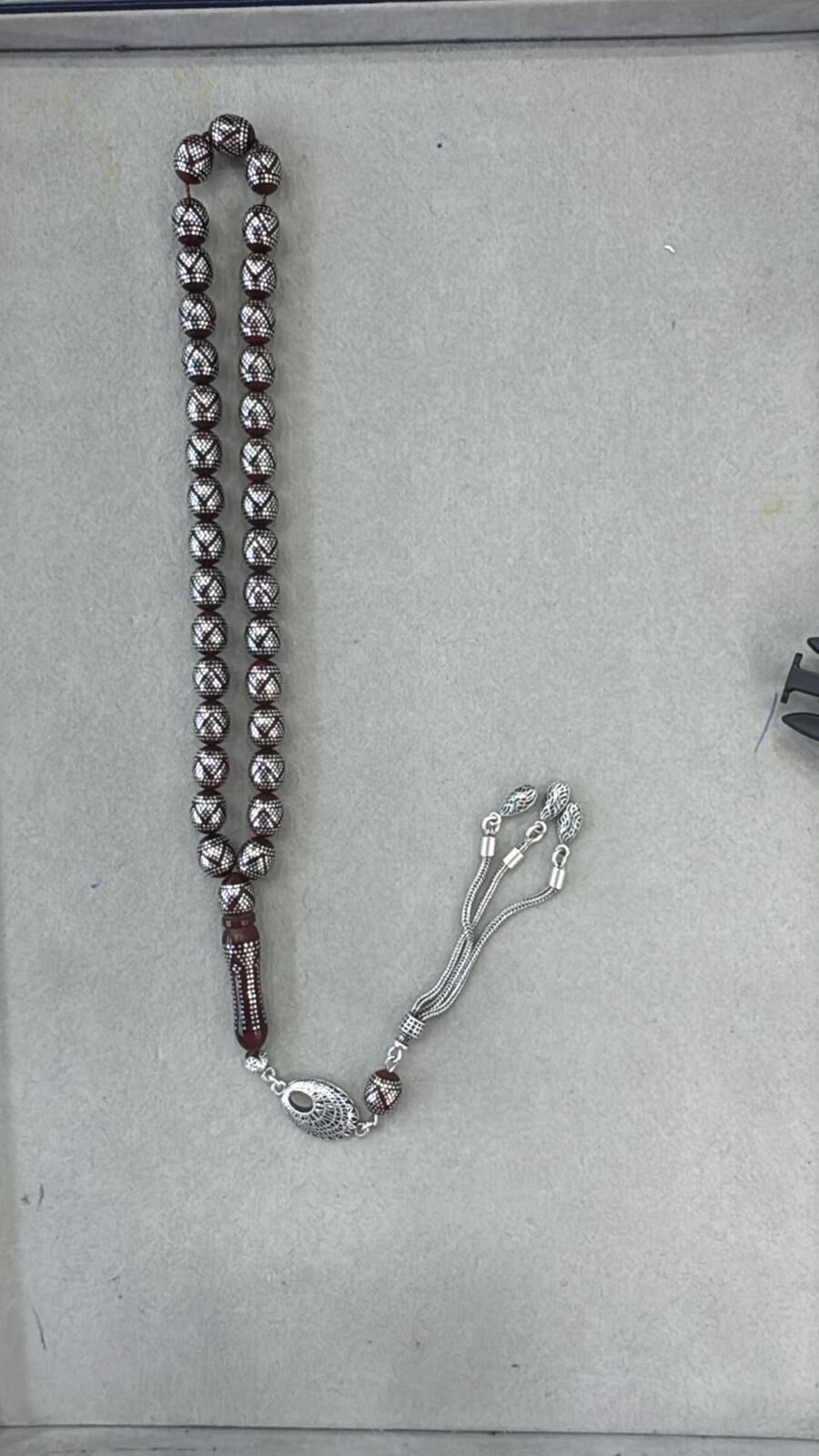 Kuka Malzeme Gümüş İşçilik Üst Düzey Malzeme El Çakması Tesbih 15 Numara