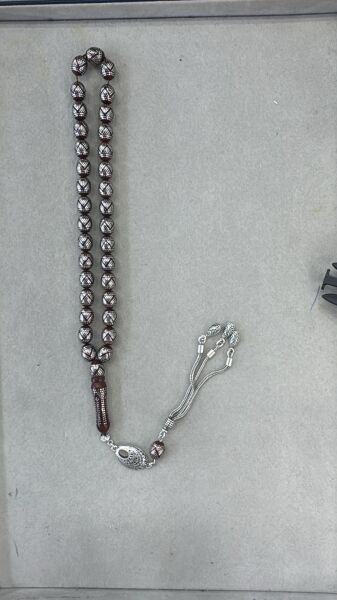 Kuka Malzeme Gümüş İşçilik Üst Düzey Malzeme El Çakması Tesbih 15 Numara