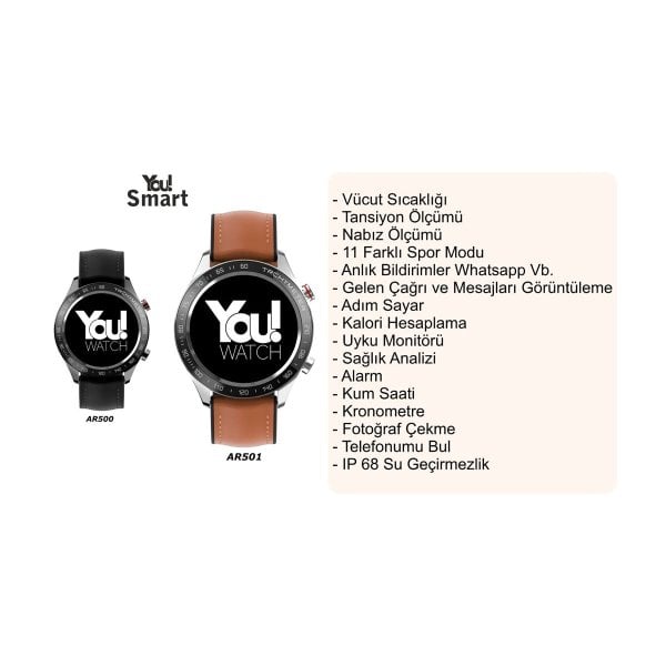 You Watch AR500 You Smart Silver & Black Silicon Unisex Akıllı Kol Saati