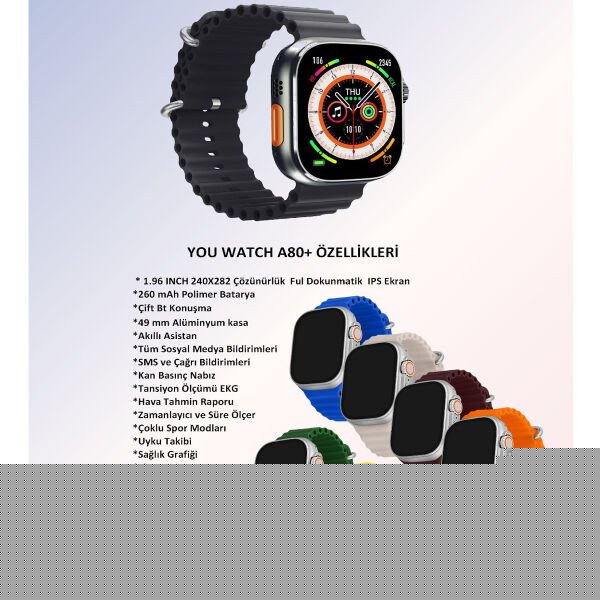 You Watch A8-A84 You Smart Silver & Blue Silicon Unisex Kol Saati