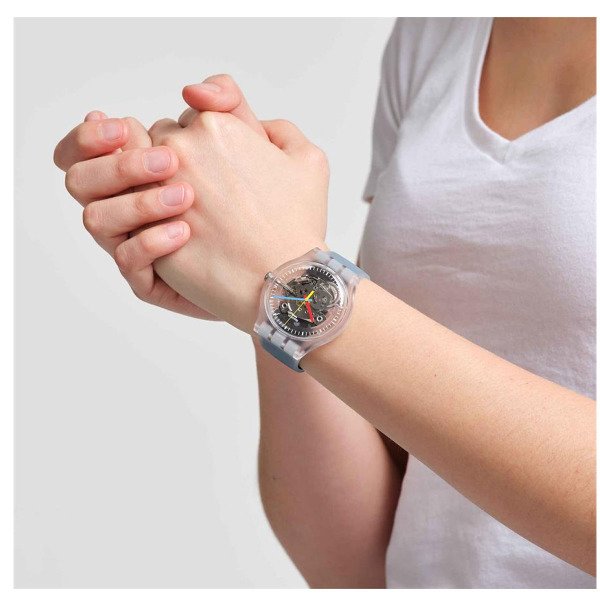 Swatch Clearly Black Striped Unisex Kol Saati SUOK157