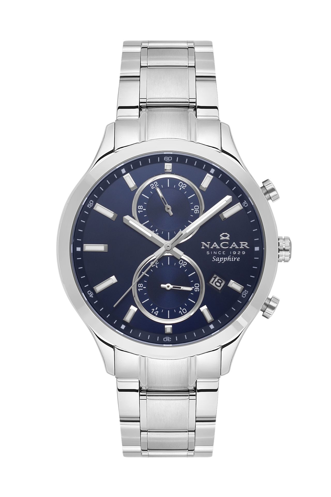 Nacar NC33-298316G-ALM Safir Çelik Metal Erkek Kol Saati