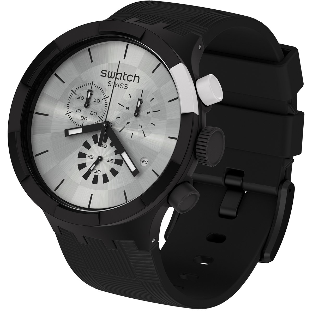 Swatch SB02B404 CHEQUERED SILVER Plastik Silikon Erkek Kol Saati