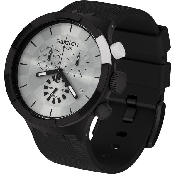 Swatch SB02B404 CHEQUERED SILVER Plastik Silikon Erkek Kol Saati