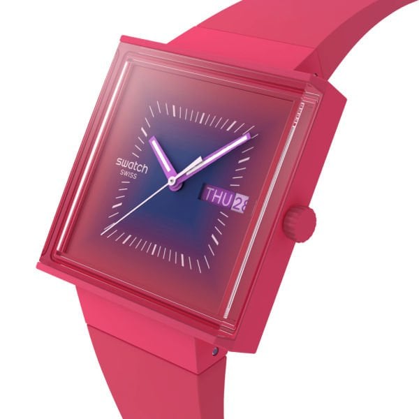 Swatch SO34R700 SQUARELY BERRY Kol Saati