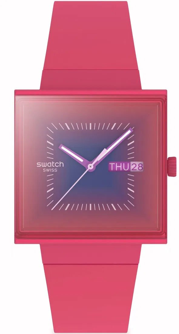 Swatch SO34R700 SQUARELY BERRY Kol Saati