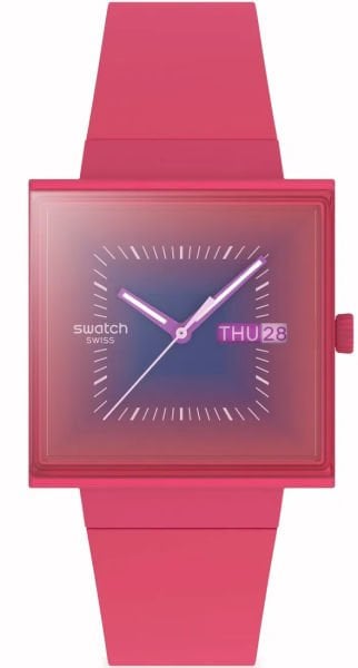Swatch SO34R700 SQUARELY BERRY Kol Saati