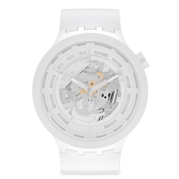 Swatch SB03W100 Ceramic C White Plastik Silikon Erkek Kol Saati